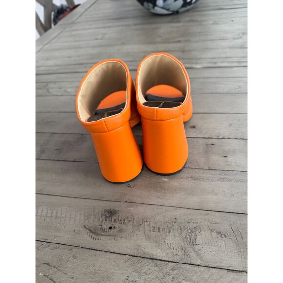 PROENZA SCHOULER Forma 110mm Platform Sandals Orange Leather Mules Size 36 - Picture 7 of 10